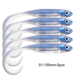 5pcs/6pcs Silicone Soft Lures 80mm 100mm Artificial Fishing Soft Lures Grub Tail Shad Swimbait Rubber Fishing Baits For Bass