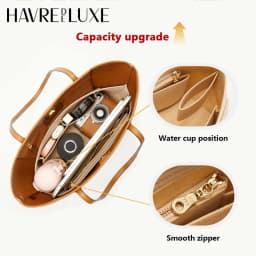 Purse Organizer insert for Handbags Base Shaper 3pc Set city33 Felt Organizer Insert Large Tote Bag Organizer with Zipper