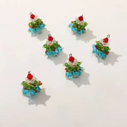 6PCS/SET Winter Christmas Tree Charms Beaded Crystal Glass Handmade Woven for Earrings and Necklace Diy Making Jewelry Gifts