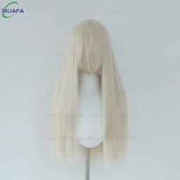 Very High Quality 400g 48 Colors 24Inch 60cm Long Straight Cosplay Wig With Bangs Heat Resistant Hair Anime Wigs + Wig Cap