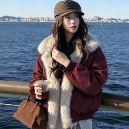2026 Fashion Down Cotton-padded Jacket Women's Winter Coats Long Fur Collar Short Parkas Thicken Warm Streetwear Loose Outerwear