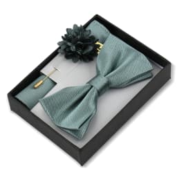 Bowtie Man Flower Brooch Set With Box Pocket Square Butterfly Lapel Pin Bow Tie Set For Men Wedding Suit Accessories Gift Cravat