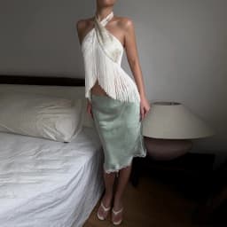 Beige Fringe Wrap Skirt Solid Tie Waist Boho Style Elegant Women Fashion All-match Mini Skirts Party Chic Casual Vacation Outfit