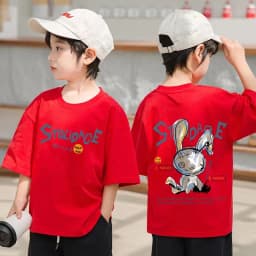Nickelodeon Spring and Summer Children's Cartoon 100% Cotton T-Shirt - Large Size Top. Model's Outfit Is for Reference Only.