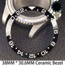 Sloping 38mm * 30.6mm Ceramic/Aluminum Bezel GMT and Diving Watch Insert Fits for 40mm Men's Watch Case Bezel Replacement Insert