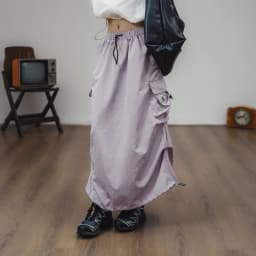 Maden Women Vintage Workwear A-line Skirts Multi-Pocket Tie Draw Pleat Skirt Mid-waist Loose Skirt Spring and Autumn Street Wear