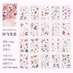 20 Sheets/pack Flower Images Die-cut Washi Sticker Book Watercolor Painting Plants Scrapbooking Creative Journal Collages