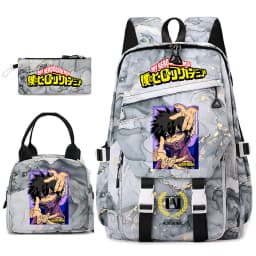 My Hero Academia Anime Print School Backpack Set for Girls Casual Lightweight Student Bookbag with Lunch Bag Pencil Case