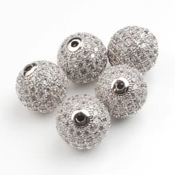 3pcs Micro Pave Zirconia Beads Round Geometry Metal Cubic Zircon Beads for DIY Bracelet Necklace Design Jewelry Crafts Making