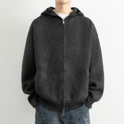 Legible Autumn Winter Casual Sweaters Men Solid Color Hooded Sweatercoats Male Loose Zip-up Knitted Cardigan Man