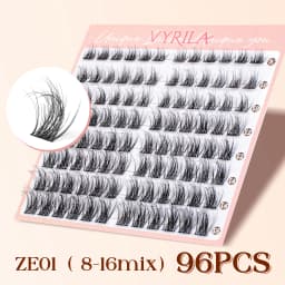 VYRILA Lashes Cluster D Curl DIY Lash Extension 3D Wispy Individual Lashes D Curl Eyelash Clusters 8-16mm Individual Lashes