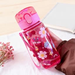 400ml Cartoon Pattern Plastic Cup Water Bottle Portable Cute Straw Cup Leak-proof Drinking