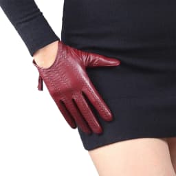 Women's Warm Driving GLOVES Black Real Leather Short Winter GLOVES Tassel Zipper Wristlet Touchscreen Genuine Goatskin Leather