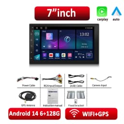 ESSGOO Android 14 Car Radio Wireless Carplay Auto 6 128G Car Multimedia Player GPS Navigator Wi-Fi FM BT Car Stereo