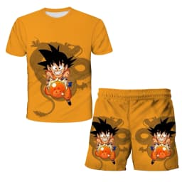 Dragon Ball Z 3D T-shirt Set for Boys Girls Super Goku Saiyan Summer Top+Shorts Children's Short-Sleeve Birthday Gift for Boys