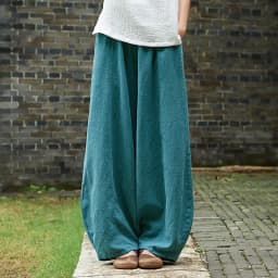 Johnature Autumn Solid Color Pockets Loose Pants 2025 New Women Vintage Elastic Waist Cotton Linen Wide Leg Full Length Pants