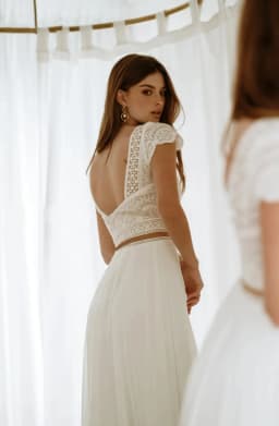 Charming Two Pieces Wedding Dresses Scoop Cap Sleeves Chiffon Beach Bridal Gown 2025 Zipper Lace Bride Dress Customized New