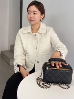 Afashion Retro Korean Floral Pattern Quilted Cotton Jacket Collar Double-Sided Wear Small Diamond Grid Women's Cotton Coat