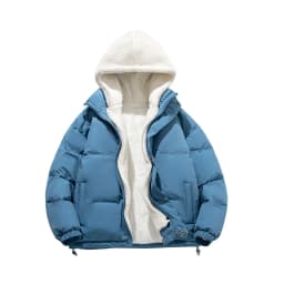 Man Winter Jacket Loose-fit Thickened Warm Cotton Coat Fleece Hood Men Trendy Cotton Padded Jacket Fake Two-piece Pink Couple