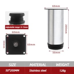 4 Pieces 0-15mm Adjustable Brushed Cabinet Legs Stainless Steel TV Stands Table Sofa Feet for Cupboard Bed Furniture Hardware