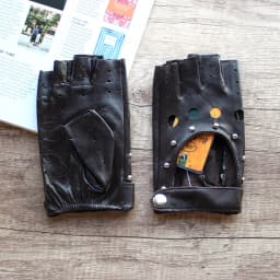 New Women's Sheepskin Half Finger Gloves Thin Style Unlined Rivet Style Colored Genuine Leather Driving Gloves