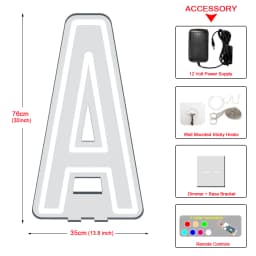 76cm Large Light up Letter Sign 26 Alphabet Stand up Lighting for Wedding Birthday Party Home Bar Decor