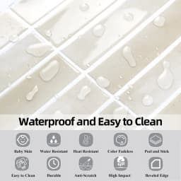 5/10sheets Removable Beige Tile Stickers, No-Glue Peel & Stick Waterproof Decals for Rental Kitchen Bathroom