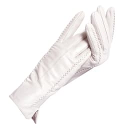White Leather Women's Gloves, Genuine Leather, Cotton Lining Warm, Fashion Leather Gloves, Warm Winter Gloves -2226