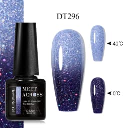 MEET ACROSS 7ml Glitter Sequins Thermal Gel Nail Polish 3 Layers Temperature Color Changing Semi Permanent UV Gel Varnish Nails