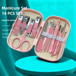 14pcs Stainless Steel Manicure And Pedicure Tool Set with Modern-style Concave-edged Nail Clippers Grooming Tools Nail Care Set
