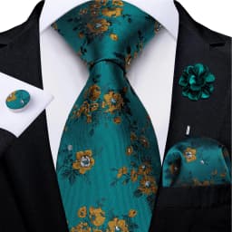 Floral Pink Ties For Men Wedding Party Man Tie Handkerchief Brooch Cufflinks Set Men Accessories Gravata