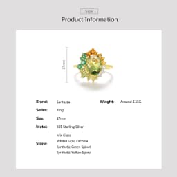 SANTUZZA Real 925 Sterling Silver Ring For Women Sparkling Synthetic Green Spinel Gorgeous Wedding Party Gifts Fine Jewelry
