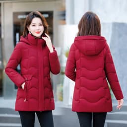 Winter Thickened Women's down Cotton Jacket Slimming Fashionable Coat Detachable Hood Long Sleeve Zipper Closure Color