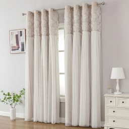 Korean-style Lace Curtain Finished Product Full Blackout Curtain Cloth Living Room Bedroom Solid Color Floating Window Curtain