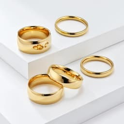 Smooth High Polish 8MM Stainless Steel Band Ring 18K Gold Plated Wide Finger Ring Minimalist Fashion Waterproof Jewelry