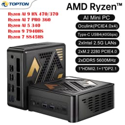 Gaming Mini PC AMD Ryzen AI 9 HX470 HX370 365 AI 7 PRO 360 Ryzen 9 8945HS R7 7840HS 2xDDR5 WiFi6 Windows11 Mini Desktop Computer