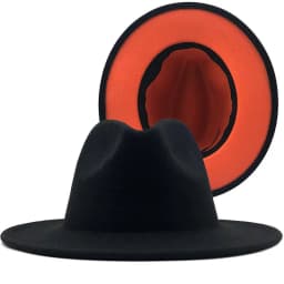 QBHAT Two-color Fedora Hat Women Men Wide Brim Felt Jazz Hat Ladies Party Top Cap Patchwork Chapeau Sombreros De Mujer 50 Colors