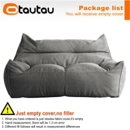 OTAUTAU Soft Waffle 1-2 Seat Bean Bag Couch Cover Set Without Filler Beanbag Armchair Lazy Sofa Bed Lounger Ottoman Stool SF182