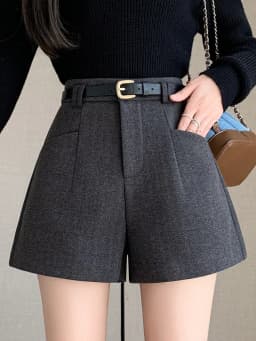 Duomofu Stylish Women's Casual Solid High Waist Wide Leg Shorts with Pocket Loose Woolen Suit Shorts Business Boot Shorts S-XL