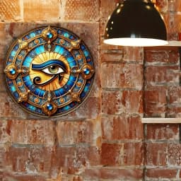 Eye of Horus Round Iron Artwork 7.8 Inch Decorative Wall Hanging for Home Cafe Bar, Religious Collection, Ideal Gift for Friends