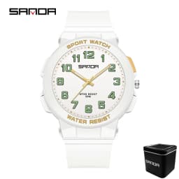 Sanda 6123 Trendy Design Soft Student Watch TPU Strap 50M Depth Waterproof Quartz Movement Children Fashion Sports Wrist Watch