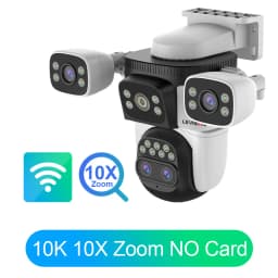 LS VISION 20MP 3-Screen 4-Lens 10X Optical Zoom WiFi Wireless Outdoor Security Camera PTZ with Auto-Tracking Surveillance Camera