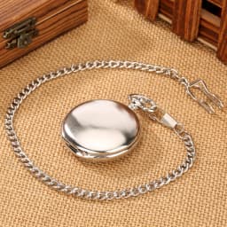 Brushed Silver Smooth Mechanical Pocket Men Watch Roman Numerals Dial Elegant Antique Stylish Hand Winding Pocket Clock Male