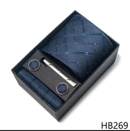High Grade Holiday Gift Box Brand 8 cm Blue Paisley Tie Handkerchief Cufflink Set Men Necktie Clothing Accessories Birthday Gift