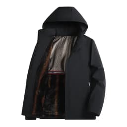 Men Graphene Fleece Lined Cotton Jacket Men Detachable Hat Windproof Parkas Men Winter Business Casual Thick Warm Hooded Parkas
