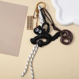 Classic Cute Leather Chocolate Cat Keychain Pendant Lovely Car Key Ring Bag Charm Phone Pendant Trinket Key Ring Accessories
