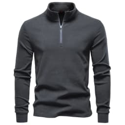 2025 New Men's Stand-Up Collar Half-Zip Long-Sleeve Fleece Sweatshirt Autumn Winter Warm Base Layer European Size