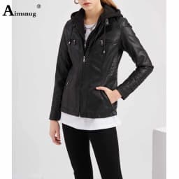Yellow Red Faux Pu Leather Jackets 2025 Spring Autumn Fashion Zip up Top Outerwear Lady Basic Coats Plus Size Female Jackets New