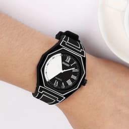 Fashionable Men's Simple Watch Date Function Preppy Style Quartz Wrist Watch, Electronic Drive, Silicone Strap, Unisex