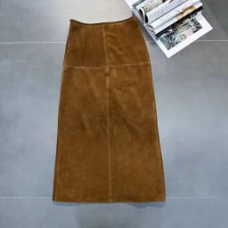 Retro High Grade Suede Real Leather Long Skirt 80cm For Women Upgraded Imported Jupe Back Split Waist Loop Faldas Ankle-Length